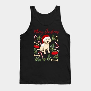 Merry Christmas Labrador puppy cute dog Seasons Greetings Tis The Season To Be Jolly Tank Top